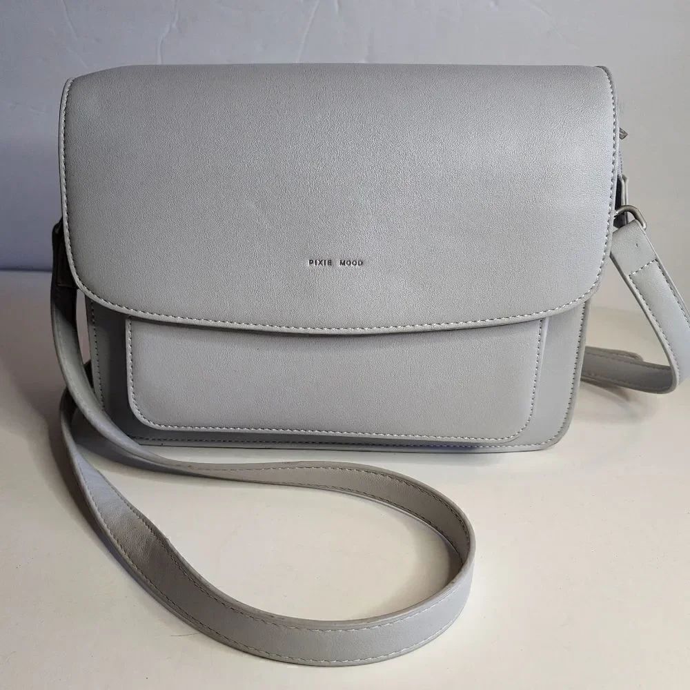 Pixie Mood crossbody adjustable purse handbag zip closure gray